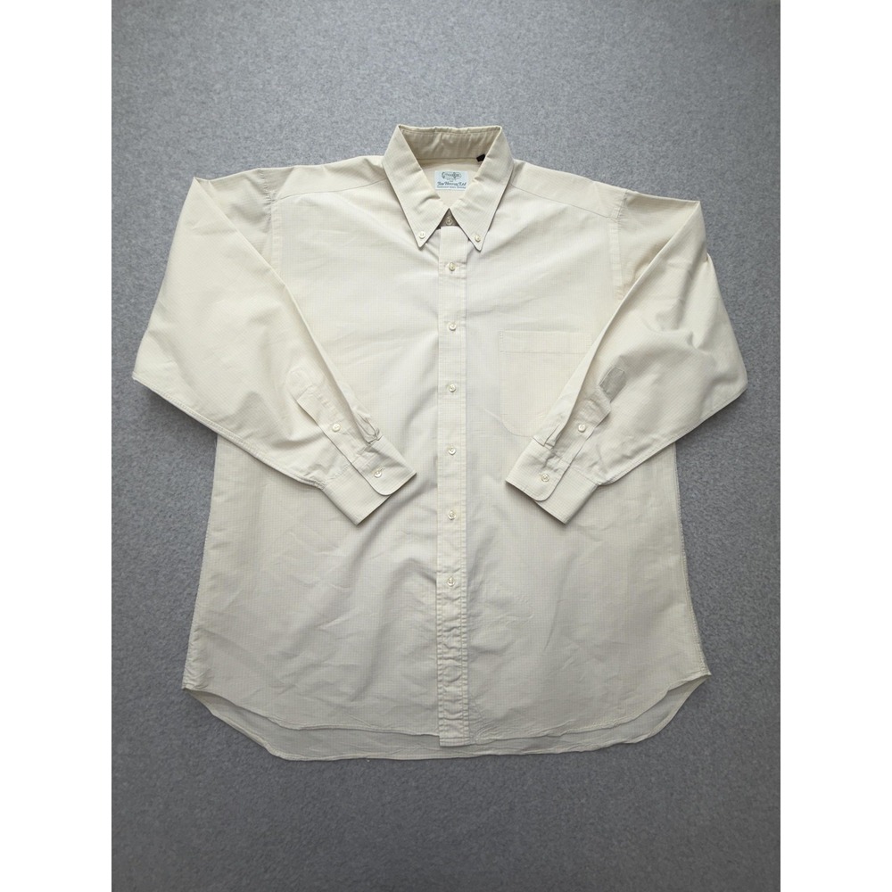 Gitman Bros‎ Dress Shirt Mens 17 34/35 Beige Check Classic Cotton Long Sleeve